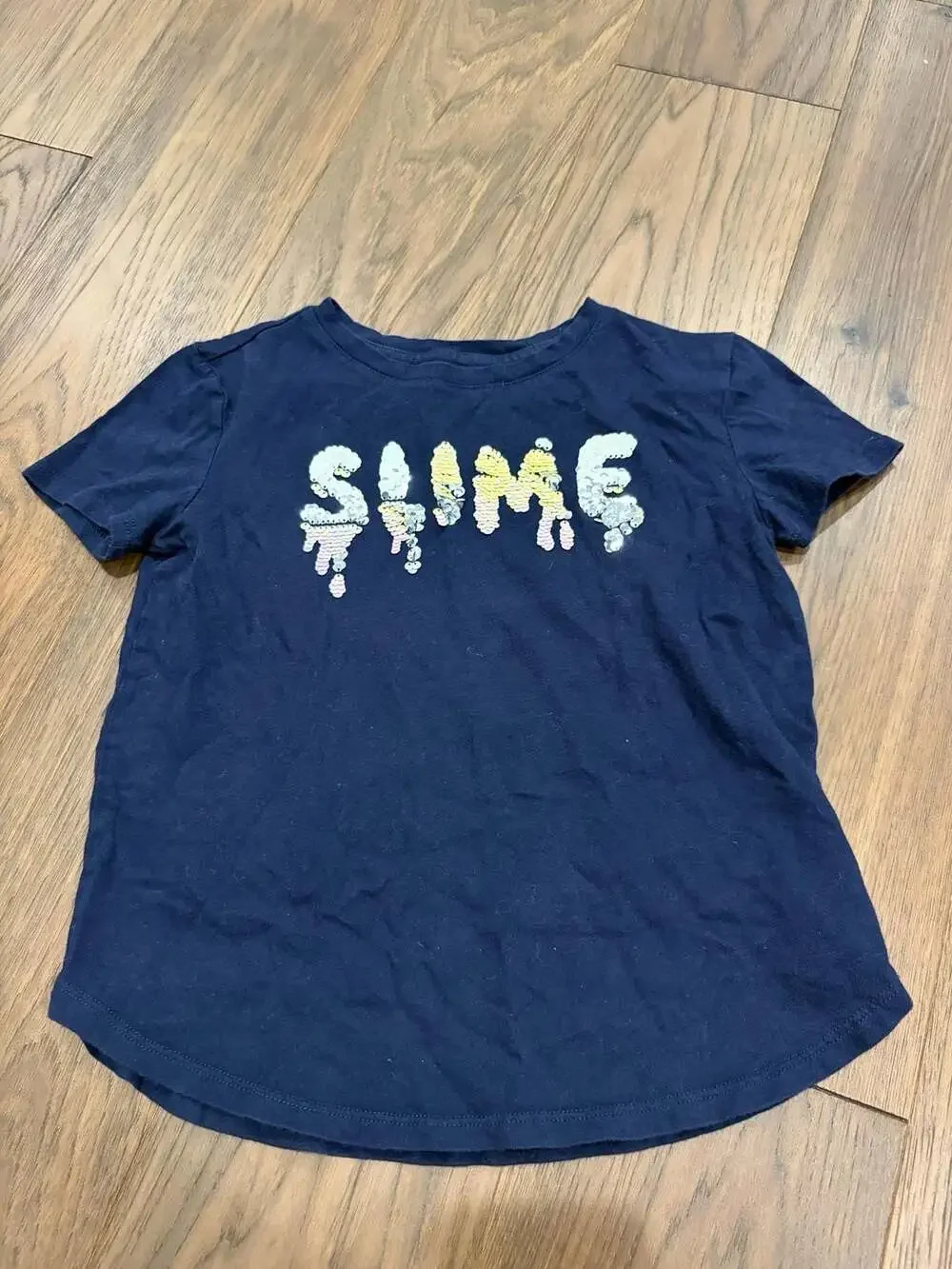 Gap Kids Blue Short Sleeve Slime Sequin Graphic T-Shirt Size S